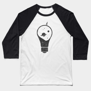 Light Bulb - Space, Stars, Planets, Saturn and little space rocket Baseball T-Shirt